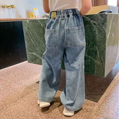Girls' pants, personalized ripped wide-leg pants, jeans, trousers, spring and autumn clothing, new foreign trade, trendy boys' and children's clothing