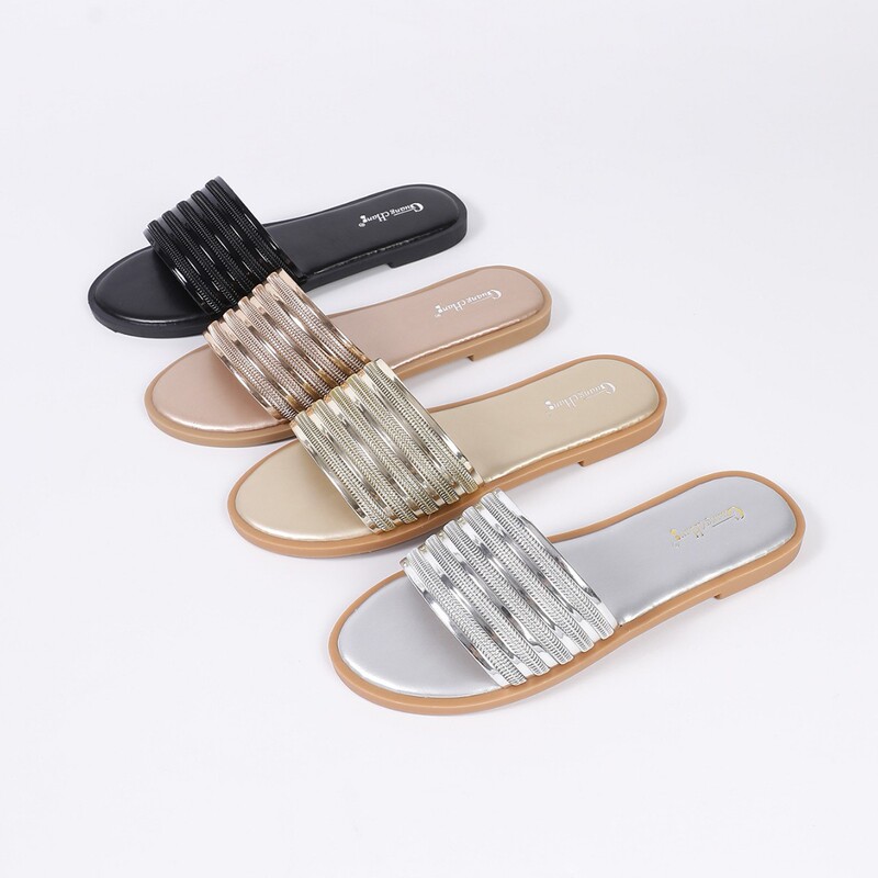 Cross-Border European and American Flat Sandals for Women 2026 Korean Style Fashionable Versatile Casual Comfortable Slip-On Outdoor Women's Slippers Cross-Border European and American Flat Sandals for Women 2026 Korean Style Fashionable Versatile Casual Comfortable Slip-On Outdoor Women's Slippers
