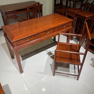 [Pure Hedgehog Red Sandalwood Horseshoe Desk] National Standard Mahogany Study Desk Office Desk Painting Case Book Case Solid Wood Writing Desk