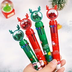 Christmas atmosphere stationery Student ten-color ballpoint pen Highlight multiple color journal pen High-quality festival gift