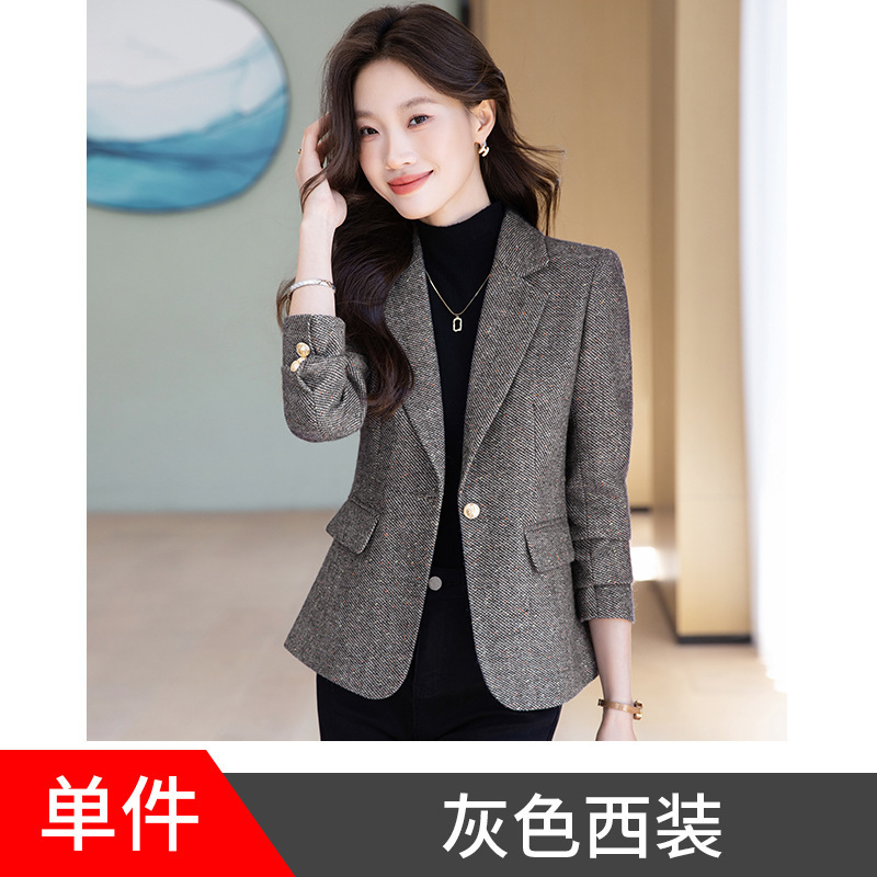 绵羊毛毛呢西装外套女短款小个子2025秋冬新款高端妮子外套小西服|undefined