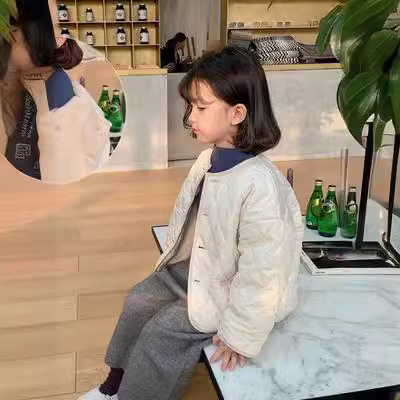 2023 invierno nuevo abrigo de las niñas estilo occidental de los niños estilo coreano bebé Otoño e Invierno Internet Celebrity chaqueta superior forrada de lana a juego