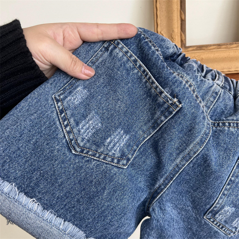 Poletne otroške kratke hlače Beggar v ameriškem slogu, raztegnjene s petimi delnimi dolžinami, vsestranske jeans hlače za fantke in deklice._voghion.com