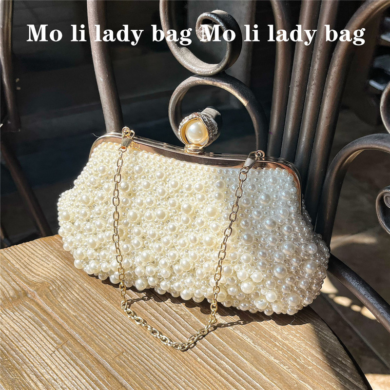 New Pearl Bag Cheongsam Handbag Crossbody Bag Women's Bag Vintage Hanfu Bead Bag Celebrity Ladies Gift Bag Small Crowdsourcing