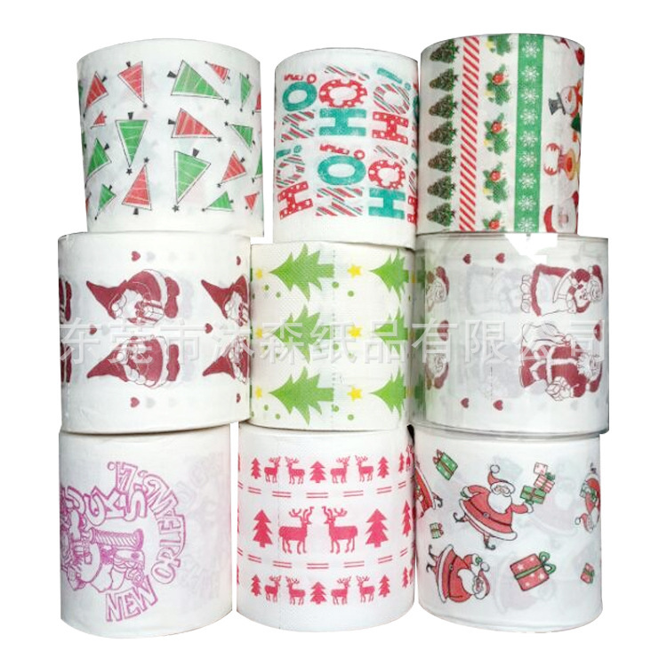 Dongguan Factory Supply Christmas Printing Roll Paper Kitchen Absorbent Paper Cute Creative Printing Paper Christmas Funny Gift