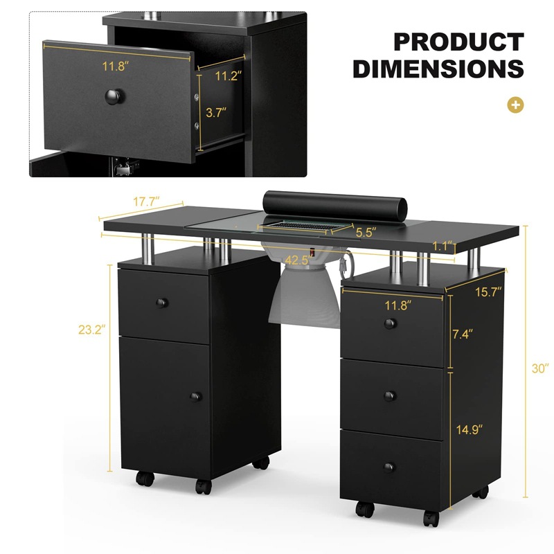 Mesa de uñas simple luz de lujo pequeña oferta especial económica mesa de uñas doble con cajón con gabinete de almacenamiento de cajón