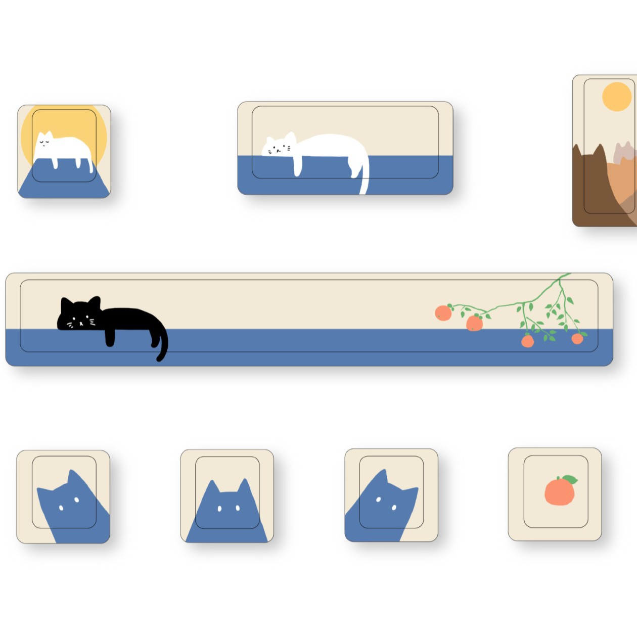 Tema lindo personalizado teclado suplementario de ocho piezas conjunto de sublimación de cinco lados fábrica original MDA fábrica original teclado altamente mecánico