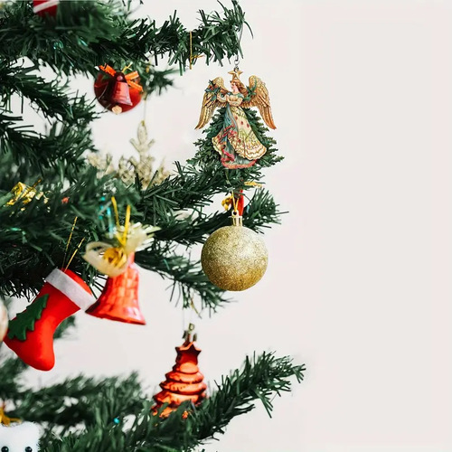 Cross-border 12-piece Christmas Angel Ornaments, Elegant Wood Decor, Suitable for Home Parties and Cars