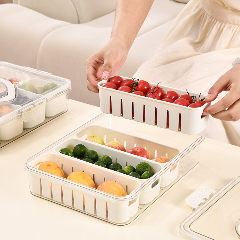 アウトドアポータブル果物食品収納ケース家庭用蓋付き冷蔵庫保存ケース分格密封香料ケース|undefined
