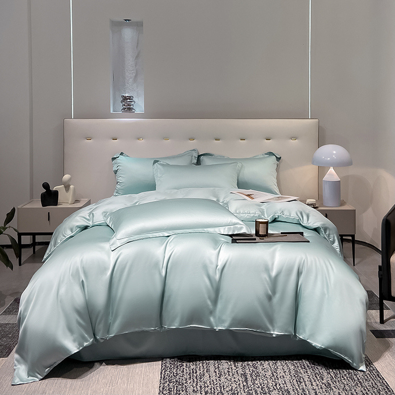 100S Lenzing Tencel Four-Piece Set Lyocell Ice Silk Set Summer Bed Sheet Duvet Cover Pillowcase Bedding Thin Style