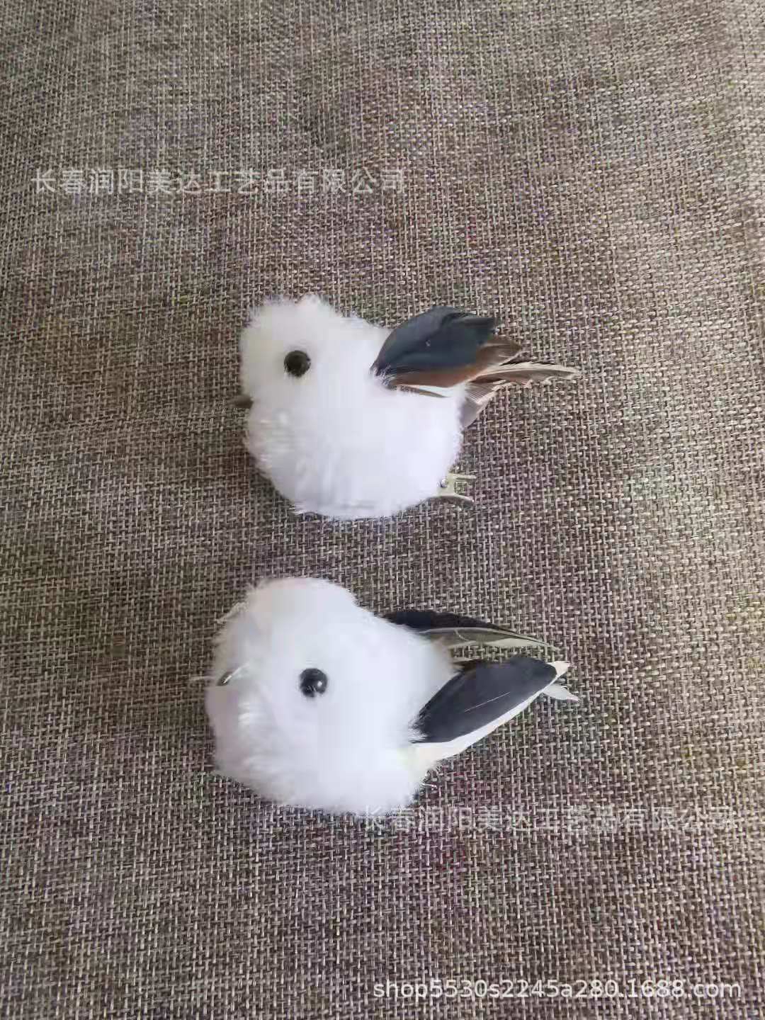 白雪小鸟/绒布麻雀/仿真羽毛小鸟