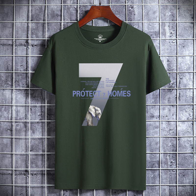 Camiseta de manga corta para hombres de verano nuevo cuello redondo de algodón de moda más tamaño de los hombres de Hong Kong estilo estudiante top de fondo entrega de media manga