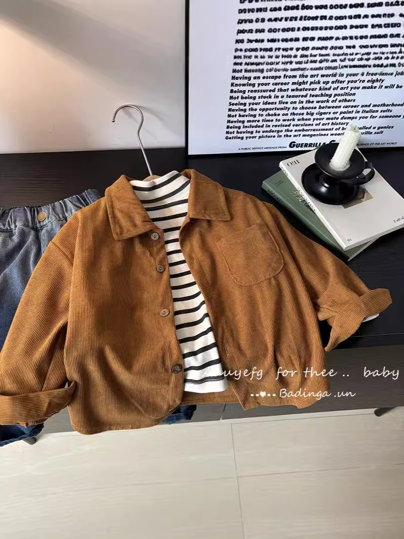 Nuevo tipo de abrigo, temperamento suelto, nuevos productos, camisas de hombres, camisas de niñas, camisas a rayas, camisas de mangas largas para niños