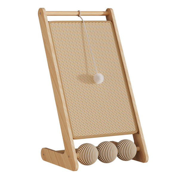 Vertical solid wood sisal cat scratching board without debris