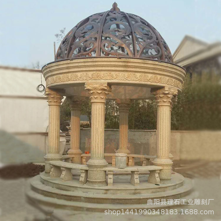 供应石亭子大理石欧式凉亭 花岗岩石头户外雕刻石亭别墅小区