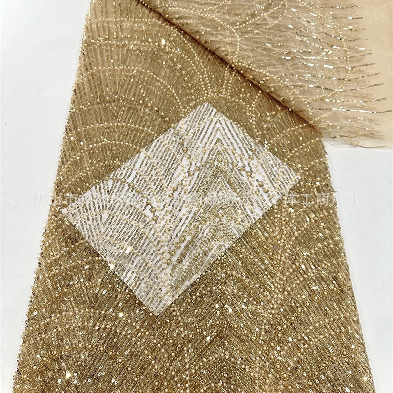 Tejido de bordado de industria pesada, tejido de bordado de sequinilla, tela de malla, cuentas de bordado, fabricantes de tela de bordado en stock al por mayor image 3