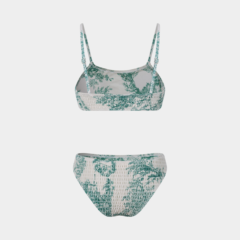 Women's Split Bikini Three-piece Swimsuit Floral Beach Wrap Set_voghion.com