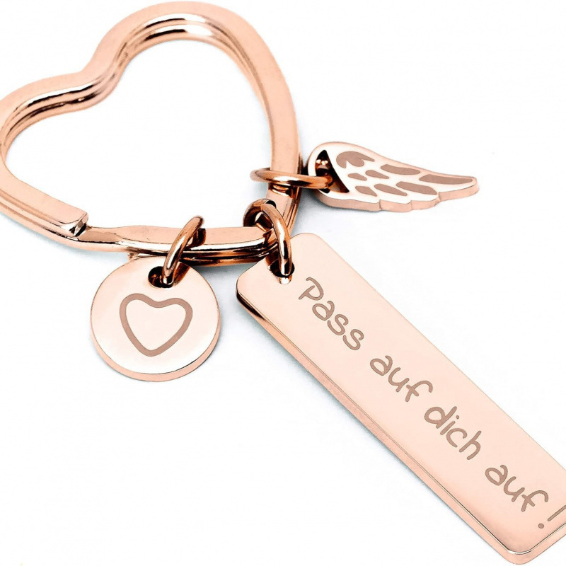 Amazon German Keychain Pass Auf Dich Auf Heart-Shaped Ring Gift Foreign Trade Keychain Wholesale