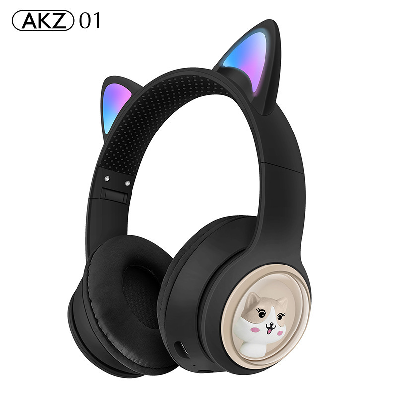 Cápsula espacial AKZ-01 Orejas de gato luminosas Auriculares Bluetooth para niñas Linda tarjeta de fuego de explosión transfronteriza de deportes electrónicos