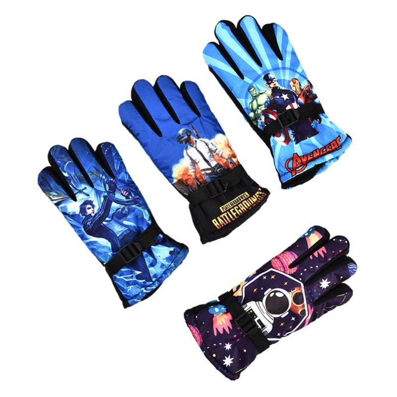 Детские лыжные перчатки, утолщенные и бархатные, теплые, зимние ветрозащитные и водонепроницаемые горнолыжные перчатки для мужчин и женщин для защиты от холода.