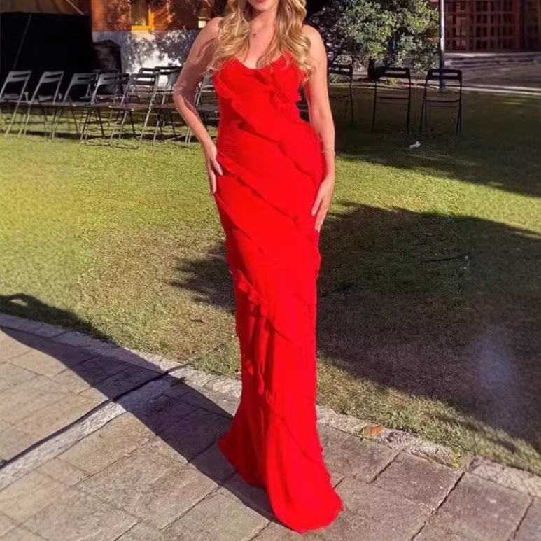 2026 Summer European and American Street Fashion Sexy Sleeveless Backless Strapless Elegant Stylish Slim-Fit Bodycon Long Dress