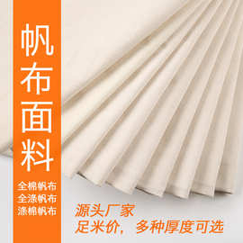涤棉帆布面料10安12安14安16安本色半漂本白全棉布料箱包抱枕批发