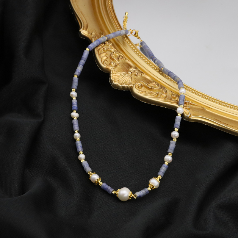 Collar de perlas de agua dulce natural nicho de alto nivel de sentimiento de amarela espaciador collar de oro real 18k joyas para mujeres