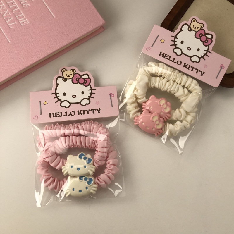 Cute rosa gatito conjunto de adornos de cabello dulce niña dibujos animados cuerda de cabello clip de boca de pato clip de cabello frisa clip