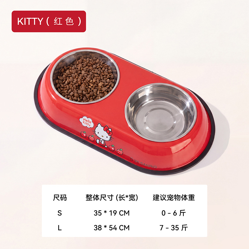Sanliogou 304 acero inoxidable doble tazón para mascotas tazón para gatos tazón para perros tazón de arroz de agua y alimentos anti-derramamiento