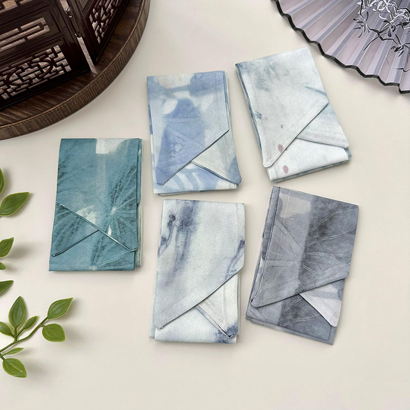 Bufandas de seda largas mujeres dibujo de hoja de bambú estilo antiguo chino nuevo cinturón de cabello adornamiento de cabello pintura de tinta de estilo chino correa bufandas cinturón