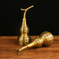 Wholesale Carved Copper Gourd with "Hundred Blessings" Design, Open-Top Gourd Decorative Ornaments, Craft Art Pieces