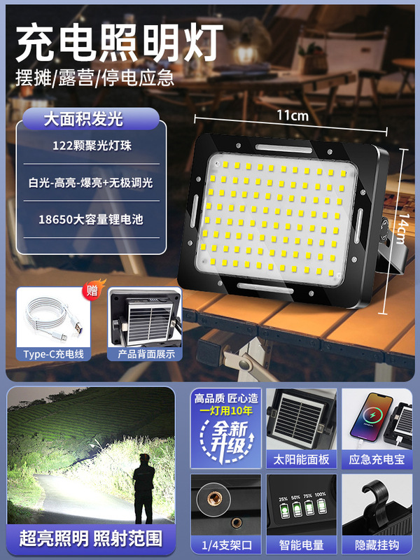 充电式照明灯摆摊夜市灯户外LED露营灯超长续航地摊灯停电应急灯|undefined