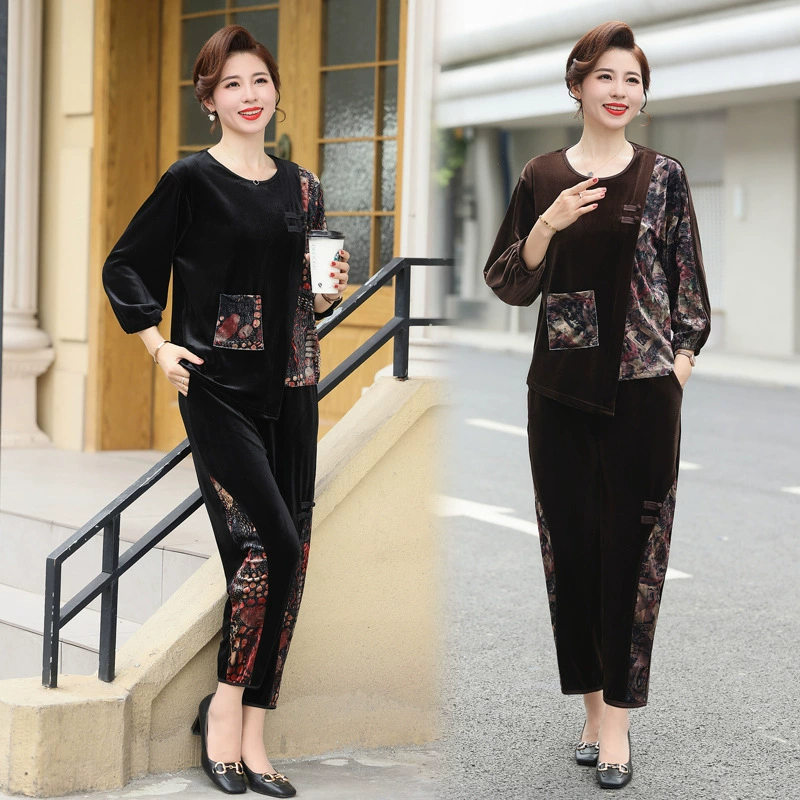 Весенний бархатный комплект для мамы на отдых, plus size, oversize