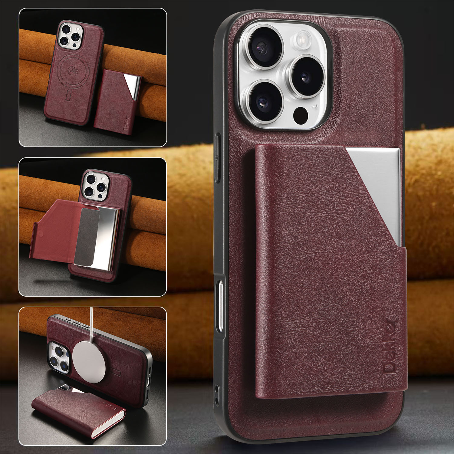 Pu Leather Solid Color Business Phone Cases Phone Accessories display picture 12
