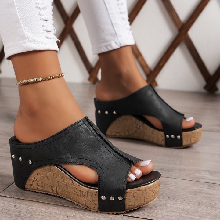 summer women's slippers wedge heel