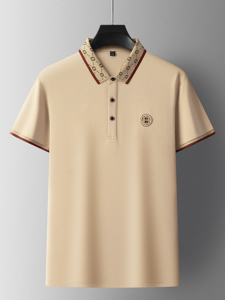 Primavera y verano nuevo estilo camiseta de manga corta cola fina gran marca comercio exterior negocios ocio papá hombre de mediana edad polo de color sólido hombre