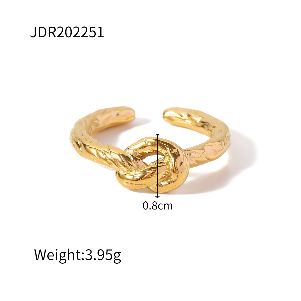 Retro Geometric Stainless Steel Gold Plated Open Ring