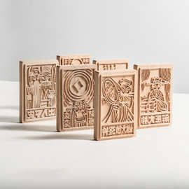 厂家实木雕刻定制镭射打标雕版木板甲马版画拓印非遗手工印刷图案