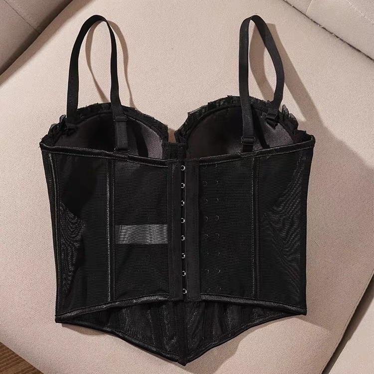Chicas calientes sujetador sexy tirantes chaleco de verano base encaje interior femenino con blusa negra corta delgada