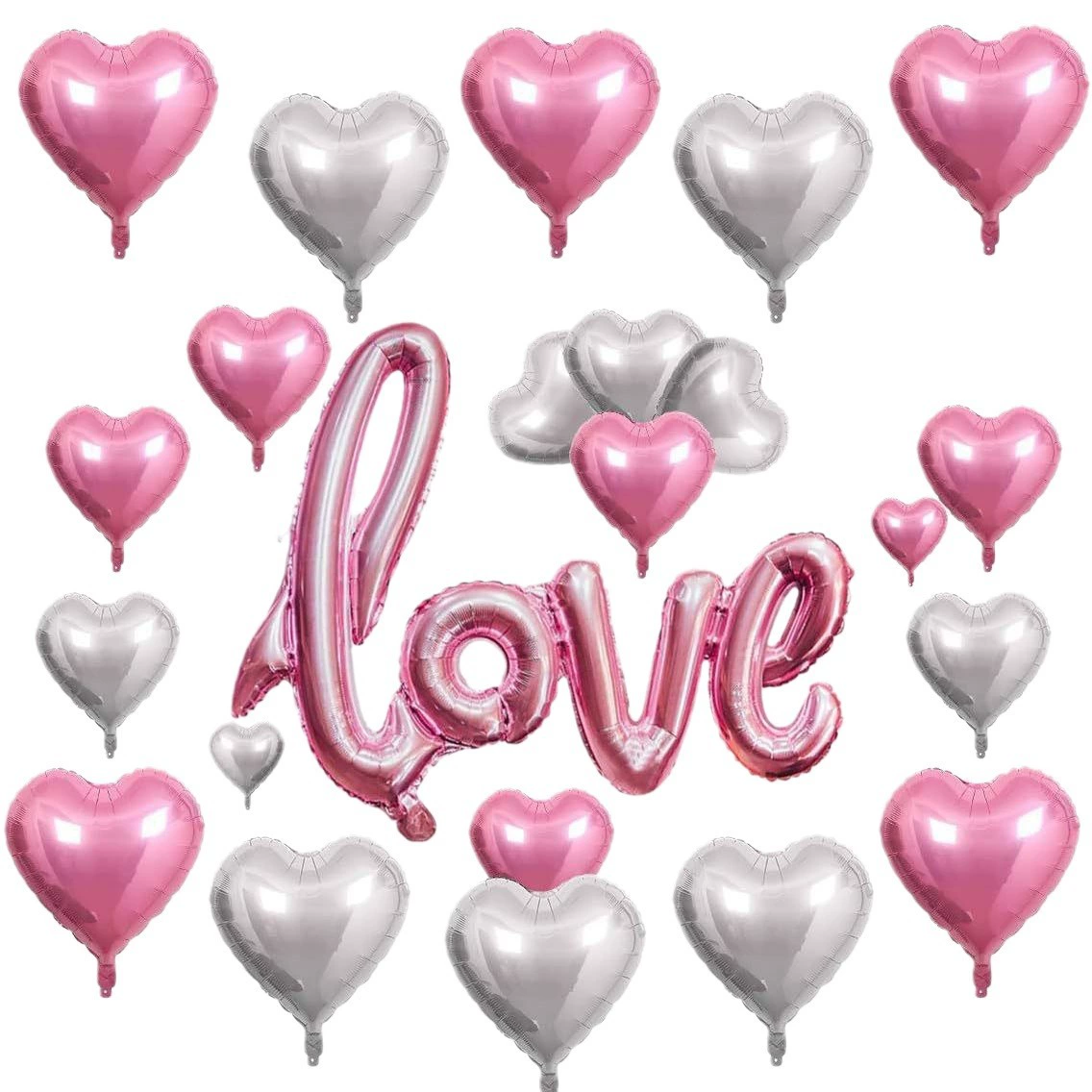 Fuchsia balloon heart shaped, set with letters