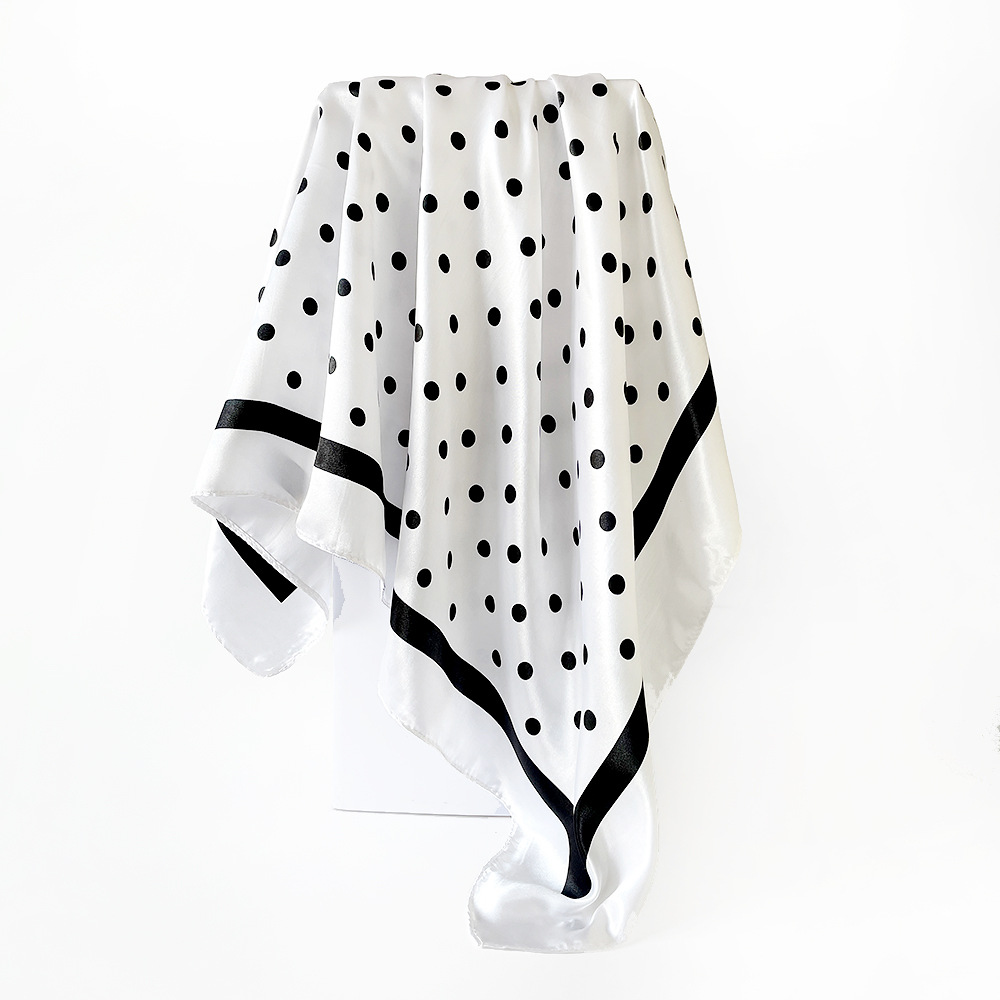 Women's Polka Dot Satin Square Headscarf Silk Feel Hijab Turban_voghion.com