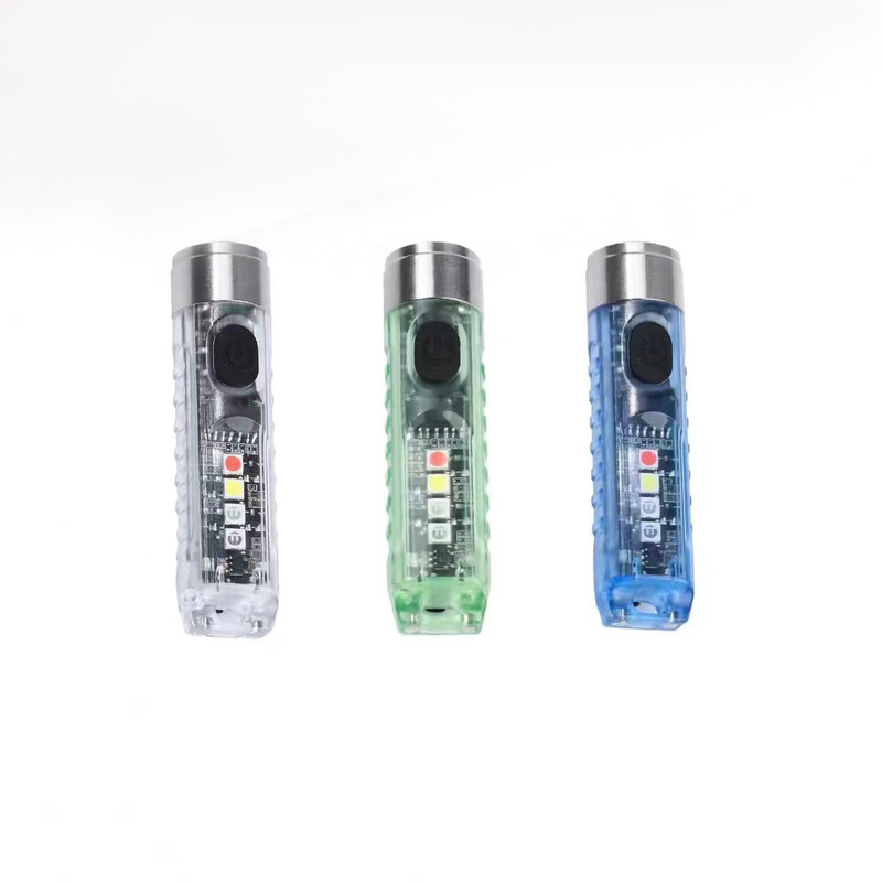 Outdoor strong LED flashlight mini portable key chain lamp usb rechargeable magnetic super bright emergency warning light