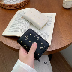 新款跨境可爱小猫咪短款女士钱包PU皮夹可折叠欧美风琴卡包wallet
