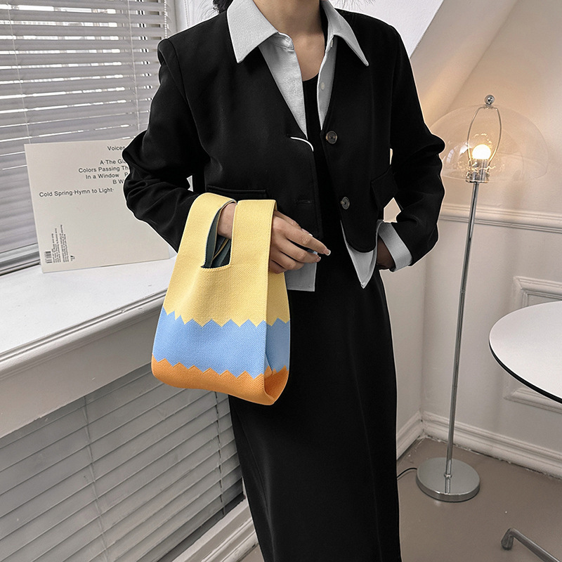 Instagram popular vest trend knitted women's personalized handbag tote bag_voghion.com