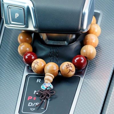 Ornament with Peach Wood Beads, Car – Car hanging - peach-beads-safe-in-and-out-b-15mm