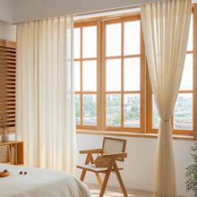 2024新款亚麻纱帘窗帘日式简约半遮光卧室薄纱透光不透人客厅阳台