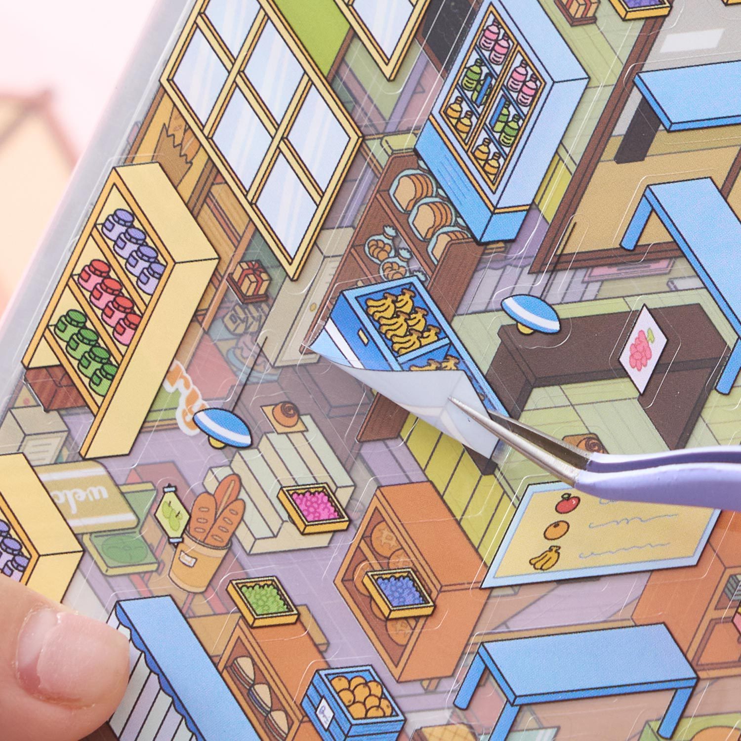 Pegatinas paisajísticas en miniatura colección de pegatinas de cabaña tridimensionales 3D escenas hechas a mano pegatinas de niños collage de pequeños patrones