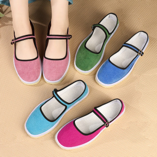 Spring and Summer handmade multi-layer bottom cloth shoes women's old Beijing cloth bottom shoes embroidered shoes for middle-aged and elderly mothers one-word buckle