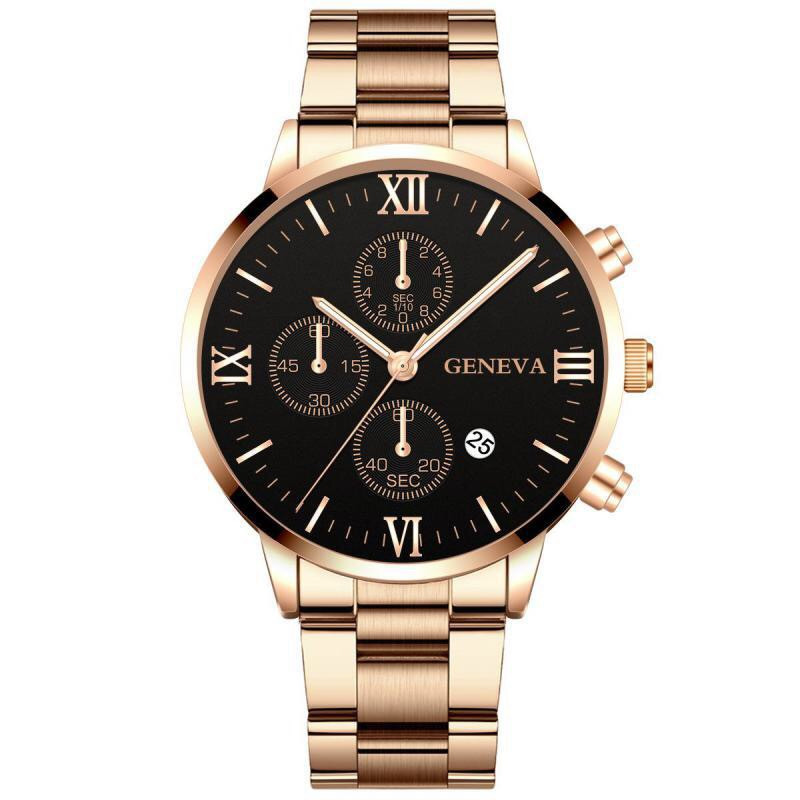three-eye steel belt quartz watch new calendar men's watch fashion business watch men's trendy watch_voghion.com