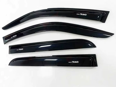 Suitable for 2026 Toyota Hilux Travo four-door rain guards, window rain shields, rain protection modification (Rain shield) - travo-four-door-rain-guard-with-white-logo